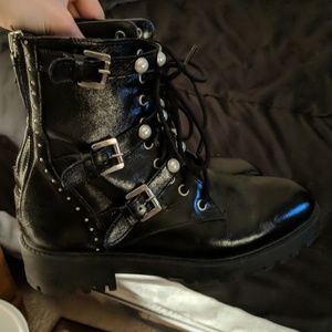 pearl studded combat boots